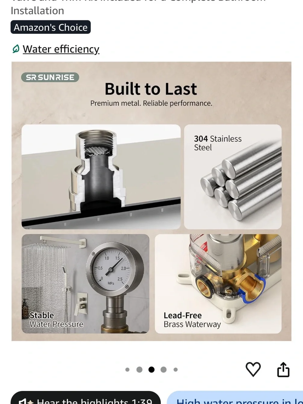 Brushed Nickel Shower Mixer Set with Handheld Spray - Unknown Brand
